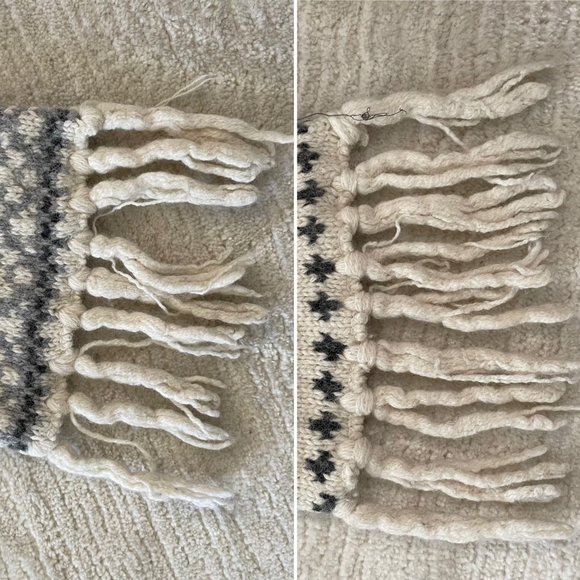 H&M Knit Double Thick Scarf Muffler Jacquard Scandinavian Design 68" x 6" - Picture 3 of 9